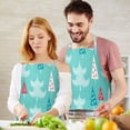 thumbnail image 3 of Turquoise Christmas Tree Apron-Garden Aprons for Women with Pockets-Cotton Linen Waterproof Kitchen Cooking Gardening Aprons Adjustable for Kitchen,Cooking,BBQ and Salon 32"x27", 3 of 7
