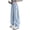 Blue, variant on WERYOUNG Girls Streetwear Sweat Pants Summer Casual Stretch Elastic Empire Waist Drawstring Straight Wide Leg Pants With Pockets Newborn Stylish Sweat Pants,Light Gray,10-11 Years