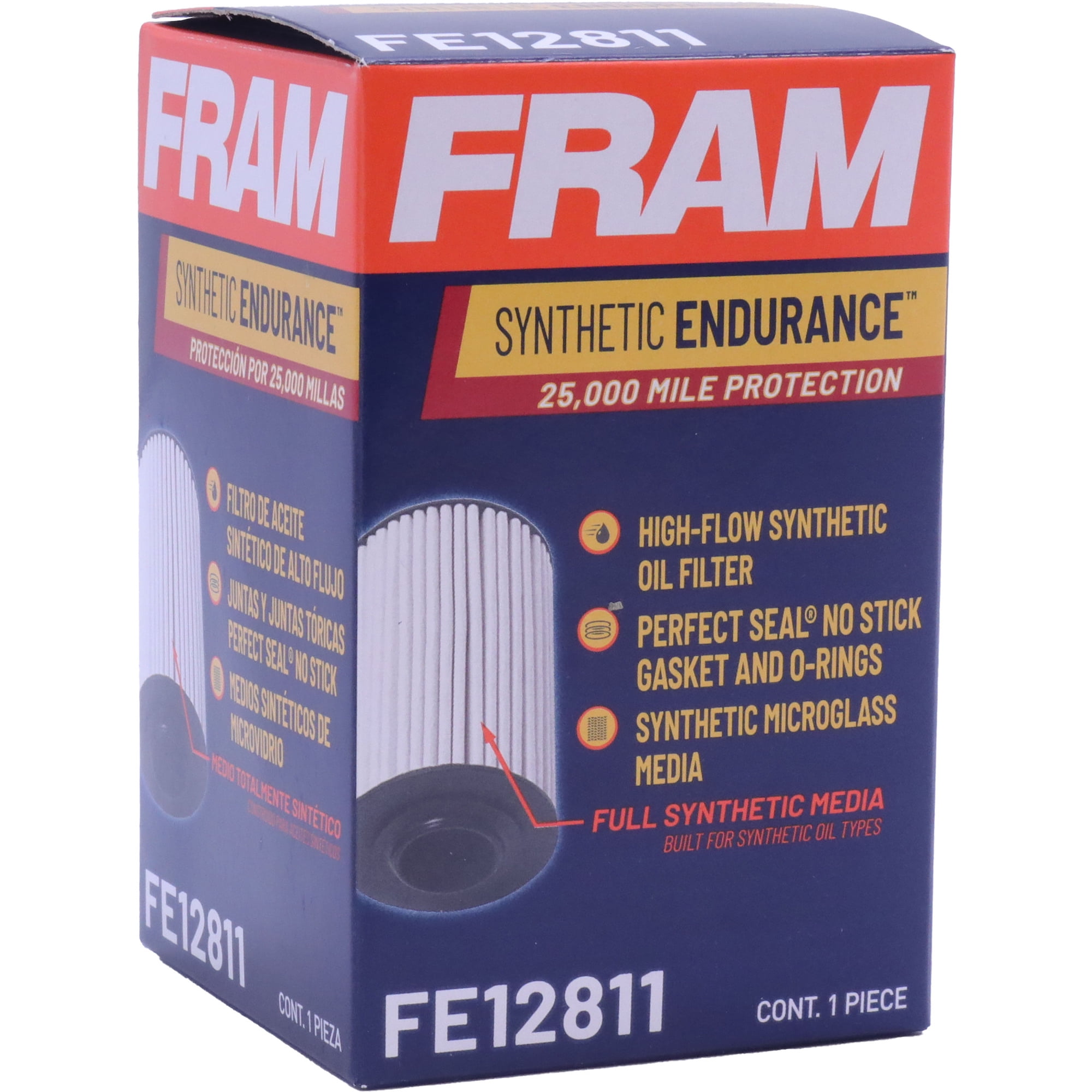 Fram Synthetic Endurance Premium Oil Filter, FE12811, 25K mile Filter for Hyundai and Kia Vehicles. 4.33" Height