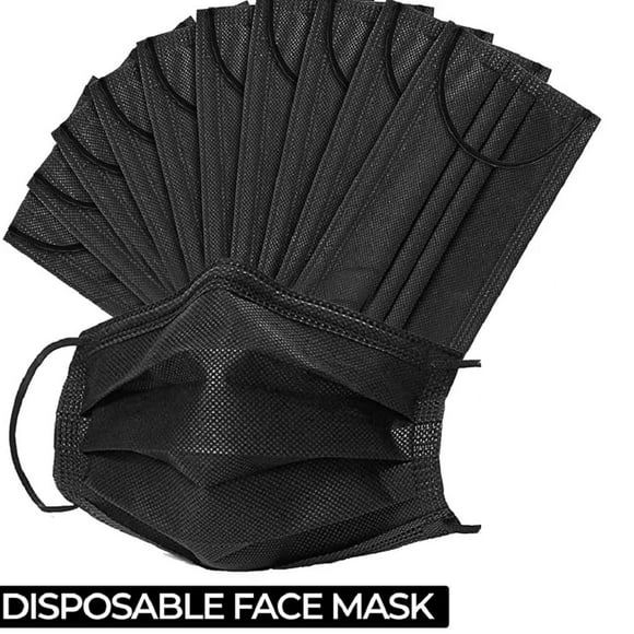 100 Pcs Disposable Face Mask Non Medical Surgical 3 Ply Ear loop Black Masks USA