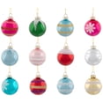thumbnail image 2 of Northlight Floral and Striped Christmas Glass Ball Ornaments - 2.5" (60mm) - Multi - 12ct, 2 of 9
