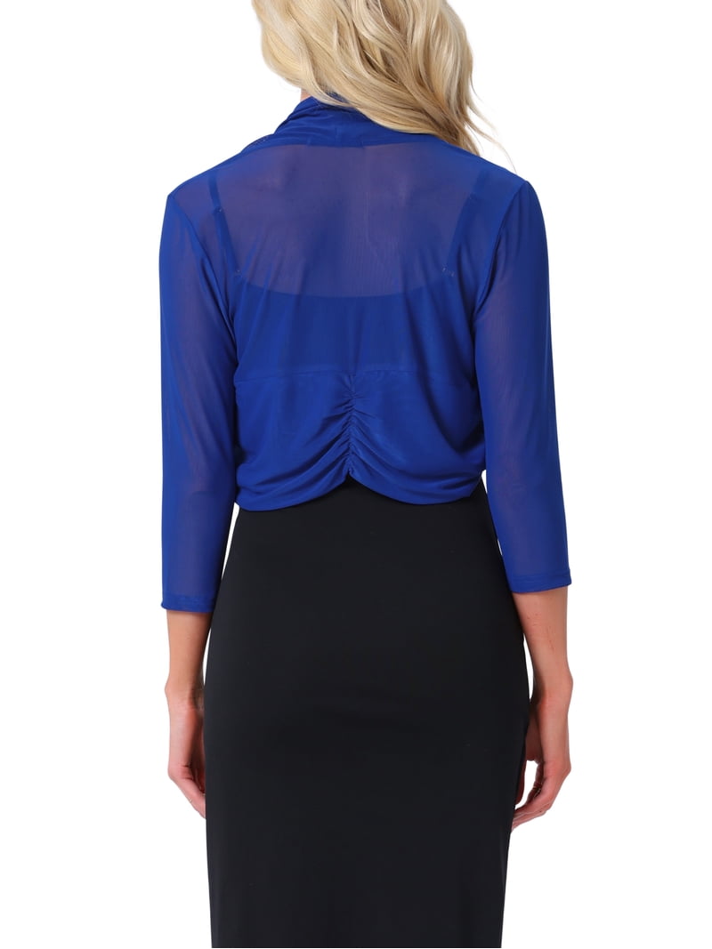 INSPIRE CHIC Women's Semi Sheer Tops Elegant 3/4 Sleeves Cardigan