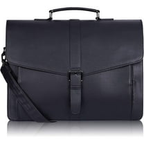 Men's Leather Briefcase 15.6 Inch Laptop Computer Bag for Office/Business/Travel, Large Satchel Professional Pu Leather Messenger Shoulder Bag, Black
