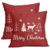 ABSOP Red Christmas Pillow Covers 18X18 Inch Merry Christmas Deer Tree Snowflake Decorative Pillow Cases Set of 2 Farmhouse Home Decor for Sofa Couch Bedroom Outdoor
