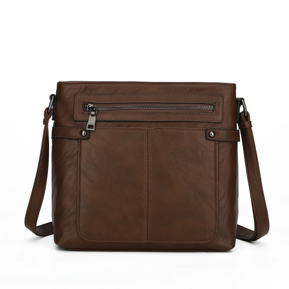 KouLi Buir Crossbody Purses for Women PU Leather Shoulder Bags Multi Pocket Medium Cross Over Bag