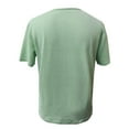thumbnail image 4 of MIXUE Shirts For Men Summer Knit Solid Color Mesh Hollow Out Round Neck Short Sleeve Casual Soft Basic Pullover Tops Tshirts Outwear,Green,L, 4 of 5