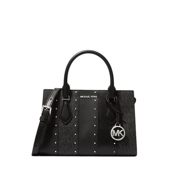Michael Kors Women's Sheila Small Studded Patchwork and Signature Logo Satchel