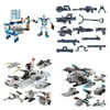 Transforming Robot City Police Station Building Kit, Naval Weapons Toys Action Figures, Military Battleship Building Toy, Cop Car, Patrol Boat, Helicopter Building Playsets for Boys Girls Ages 5-7