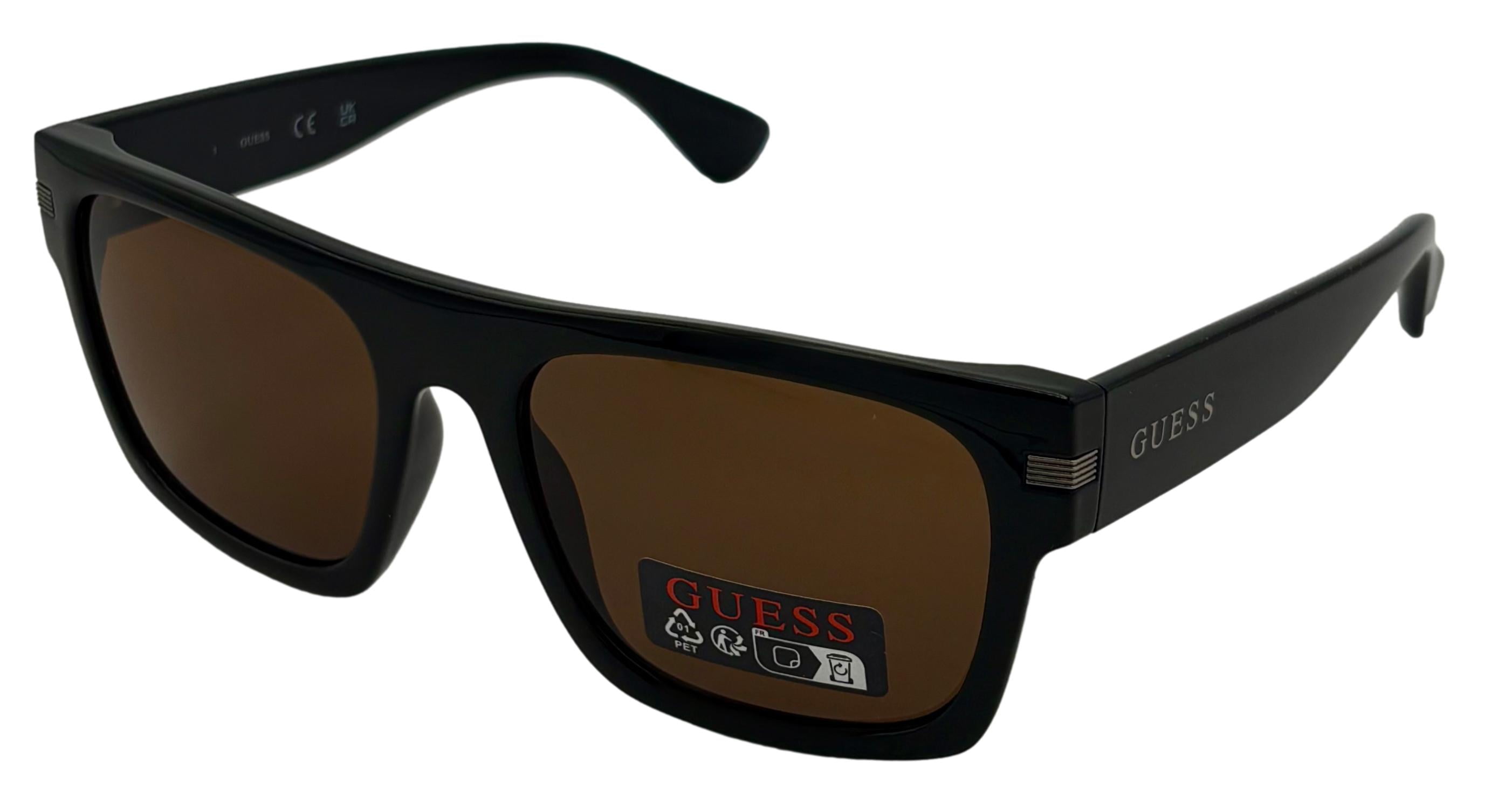 Guess Sunglass Mens Gold Metal Aviator, Brown Gradient Lens 