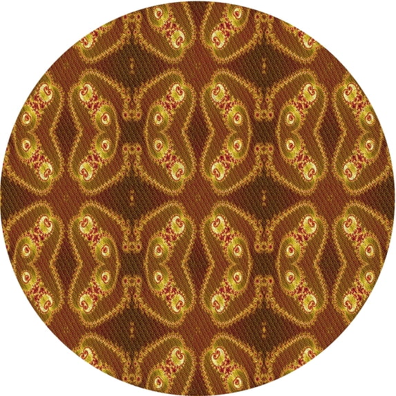 Ahgly Company Machine Washable Indoor Round Transitional Orange Area Rugs, 7' Round