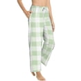thumbnail image 2 of Fotbe Pistachio Green Checkboard Women's Pajama Pants,Sleepwear Pants,Pj Bottoms Drawstring And Pockets-Medium, 2 of 9