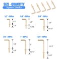 thumbnail image 2 of Glarks 120-Pieces 6 Size Brass Plated Square Hooks Lag Thread Handy Hanging Hooks Assortment Set, 2 of 7