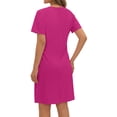 thumbnail image 4 of MOSHU V Neck Dresses for Women Side Split Short Sleeve Dresses Casual Summer Dress with Pockets, 4 of 10