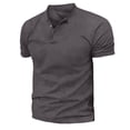 thumbnail image 5 of WTXUE Polos Short Sleeve, Scrunch Neck Polo Golf Shirts for Men Border Shirt 2024 Summer Year's Button Henli Workwear for Men Grey M, 5 of 5