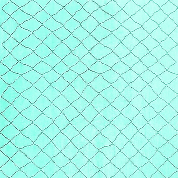 Ahgly Company Machine Washable Indoor Square Oriental Turquoise Blue Industrial Area Rugs, 6' Square