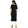 thumbnail image 3 of eloria Women's Fashion Solid Boat Neck Kurti Straight Shape With Regular Style Calf length, Color : Navy Blue, Size : X-Large, 3 of 5