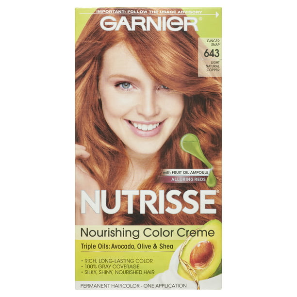 Garnier Nutrisse Nourishing Hair Color Creme, 643 Light Natural Copper, 1  Kit 