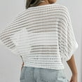 thumbnail image 3 of Oplxuo Womens Summer Scoop Neck Short Sleeve Sweater Casual Crochet Hollow Out Knit Tops Pullover Shirts Beach Coverup, 3 of 4