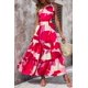 thumbnail image 5 of Vestido PRETTYGARDEN Maxi Floral Rojo y Blanco con Hombro Descubierto Talla L, 5 of 6