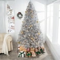 thumbnail image 5 of Giselle 6.5ft Silver Prelit Christmas Tree with 978 Branch Tips, 450 Warm Lights and Metal Stand, 47" wide Realistic Artificial Christmas Tree with Lights by Naomi Home, 5 of 8