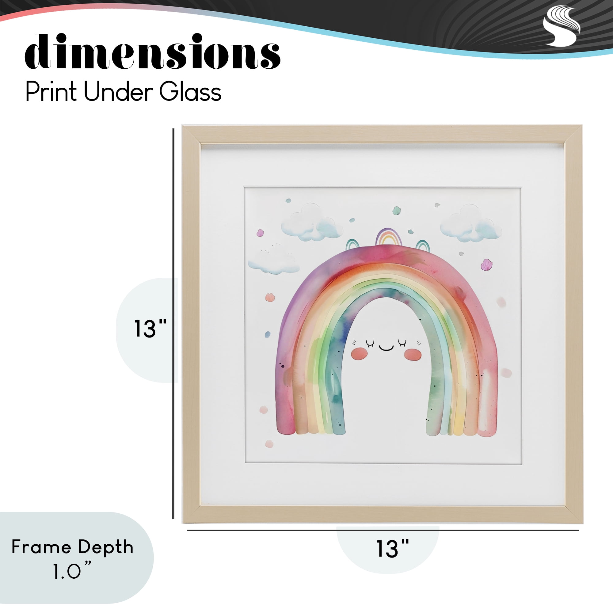 Stupell Industries Cute Smiling Rainbow Birch Framed Print Under Glass, design by Creative Studio