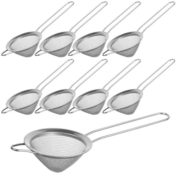 9 Pcs Stainless Steel Cocktail Strainer, 8.5 in / 21.5 cm Fine Mesh Bar Strainer, Conical Bartender Strainer Set, Professional Cocktail Shaker Strainer for Home Bar
