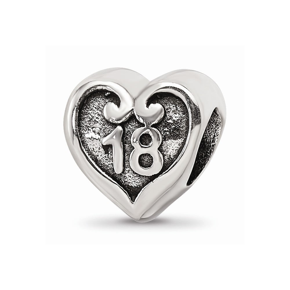 Sterling Silver Jewelry Themed Beads Solid 9.2 mm 9.3 mm Reflections 18 Heart Bead