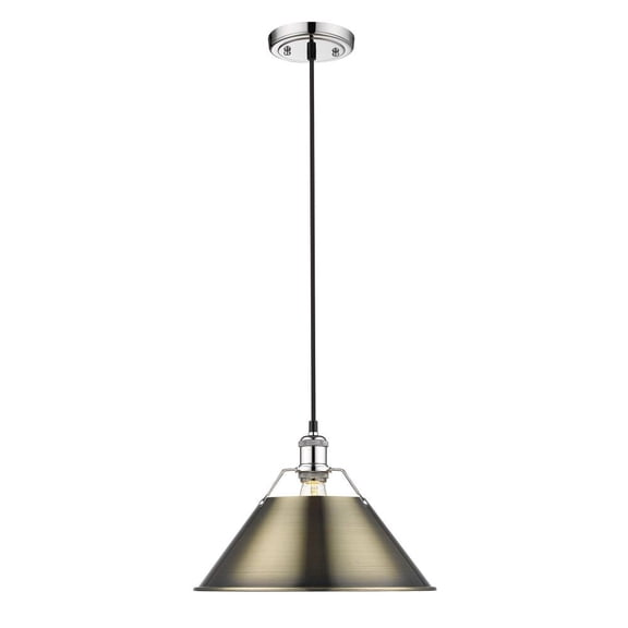 Orwell 1-Light Pendant in Chrome with Aged Brass