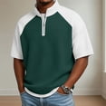 thumbnail image 2 of Maean Mens Textured Shirt Short Sleeve Shirts Quarter Zipper Summer Loose Tops Pullover Sweatshirts, 2 of 5