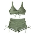 thumbnail image 6 of Jjayotai No Boundaries Women's High Waisted Bikini Set, Two Piece Swimsuit for Women, Criss Cross Bikinis Top, Womens Bathing Suits Tummy Control with Boyshorts Green~ M, 6 of 6