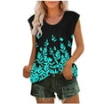 thumbnail image 2 of ALLLIST Womens Tops Clearance Under $5 Green Sleeveless Floral Crew Neck Tank Tops Tank Tops for Women 2024 XXL, 2 of 5
