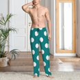 thumbnail image 2 of Mens Pajama Pants, Teal And White Polka Dot Soft Sleep & Lounge Pants for Men, Cuteness Casual PJ Bottoms Pants with Pockets, 2 of 7