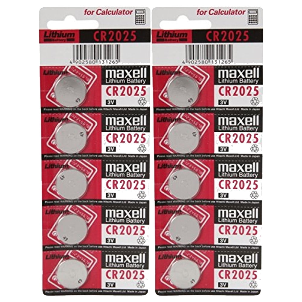 Ecell - 10 x Maxell CR2025 3V Lithium Button Cell Watch Battery