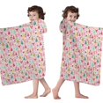 thumbnail image 4 of Pink Christmas Santa and Tree Pattern Hooded Bath Towel，60"x35" for Ages 3 To 12 Kids, Quick Dry Lightweight Soft Microfiber Hood Beach Towel Cover Up for Kids, 4 of 7