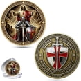 thumbnail image 1 of Bowayaoa Templar Knight Side Christ Protector Coin Sacred Religious Commemorative Medal Red Shield Gift for Men Collector Spiritual Keepsake, 1 of 1