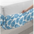 thumbnail image 2 of Paisley Bed Skirt, Abstract Continuous Pattern with Traditional Elemental Motif Artwork, Elastic Bedskirt Dust Ruffle Wrap Around for Bedding Decor, 4 Sizes, Azure Blue and White, by Ambesonne, 2 of 2