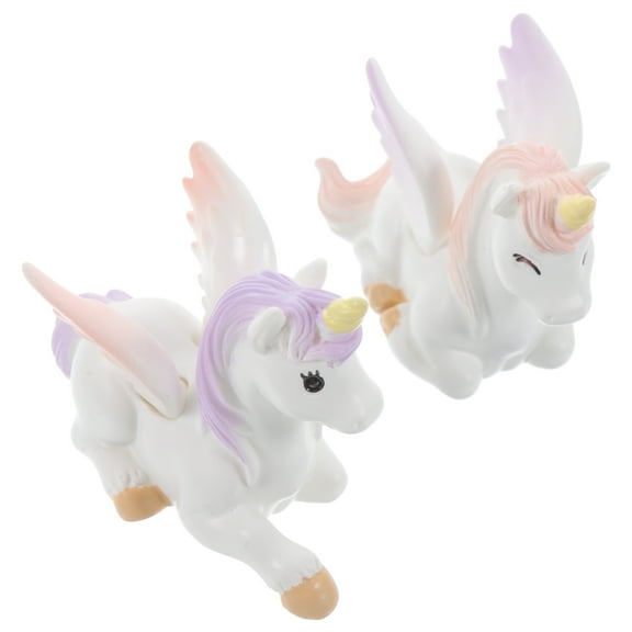 ELAYARD Cupcake Decorations Unicorn Pink Resin Mini Figurine 2Pcs