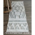 thumbnail image 3 of Creative Co-Op Creative Co-Op Hand Woven Cotton and Wool Kilim Floor Rug with Fringe, Green and Cream, 3 of 7