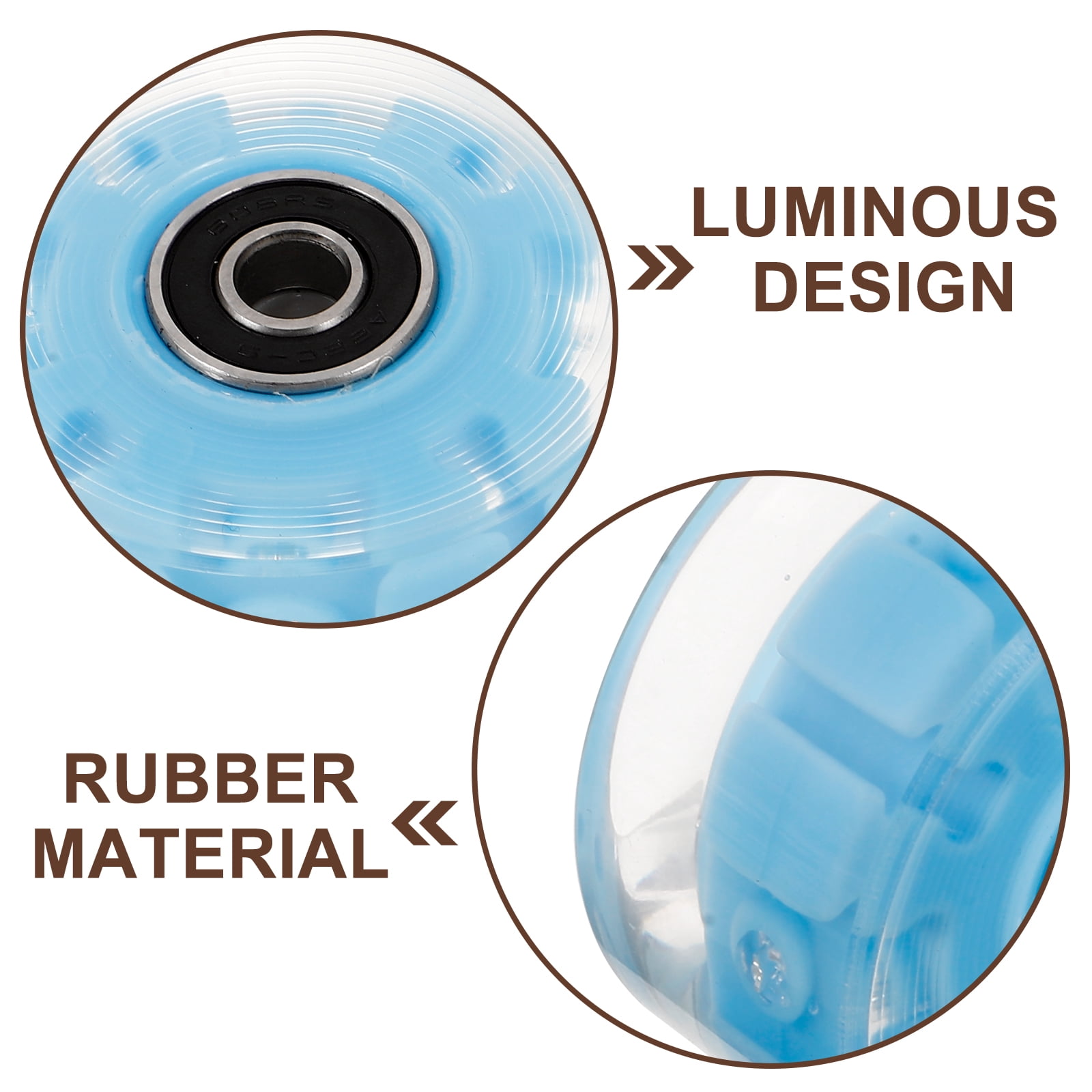 WEUVEB 4Pcs Durable Blue Rubber Flashing Wheels for Ice Skates Stylish and Impact Resistant