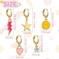 thumbnail image 6 of Colorful Drip Enamel Smiley Face Pendant Earrings - Fun and Trendy Star and Lightning Bolt Cartoon Studs, 6 of 13