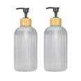 thumbnail image 3 of Xhegex 2PACK 13.5 Oz Glass Soap Dispenser with Rust Proof Pump, Refillable Hand Soap Dispenser with Vertical Stripe, Premium Bathroom soap Dispenser for Kitchen, Bathroom, Black, 3 of 8