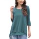 thumbnail image 1 of Top informal para mujer, cuello redondo, manga tres cuartos, dobladillo empalmado, Color puro, corte holgado, jersey para mujer, Top para viajes diarios, 1 of 6
