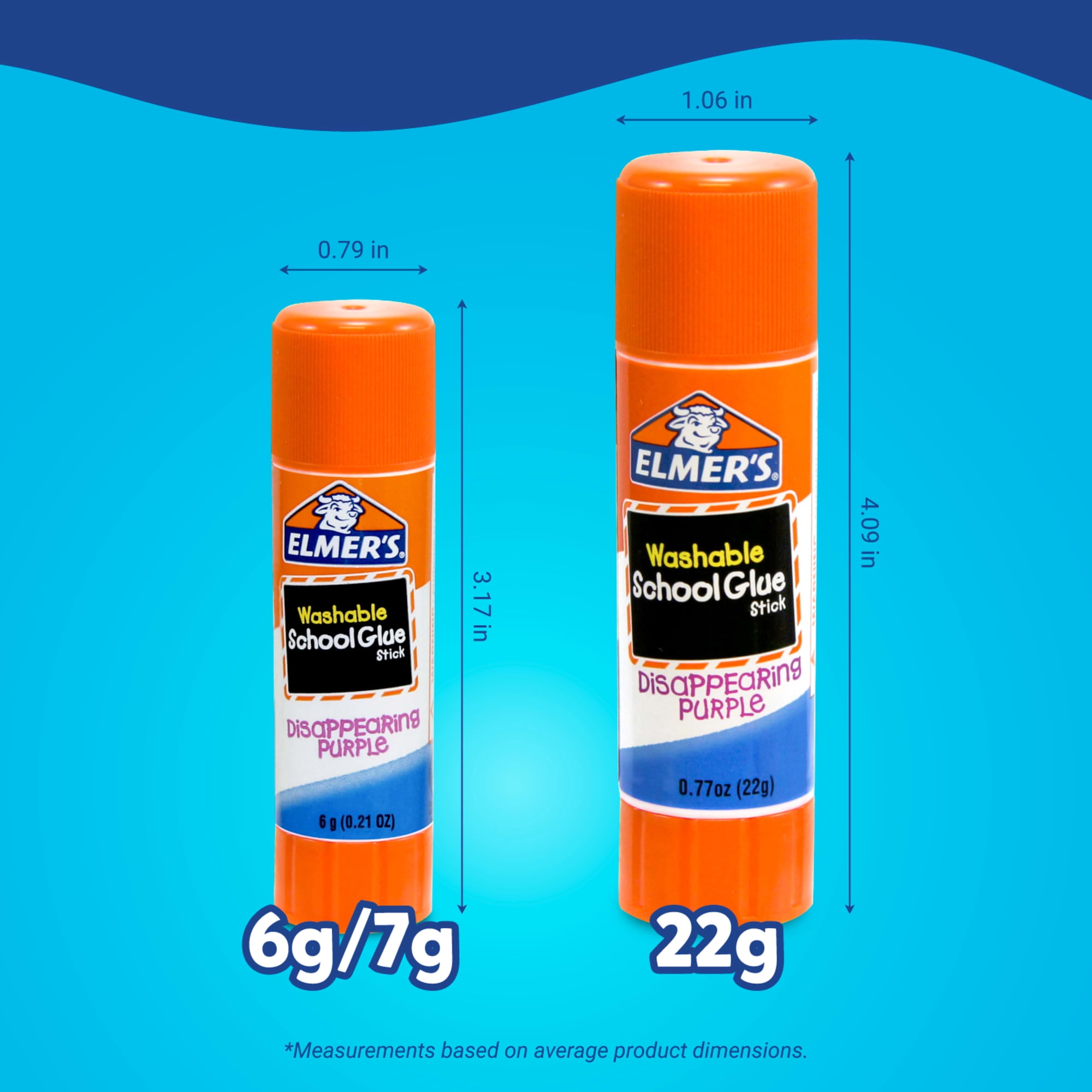 Elmer's Disappearing Purple Washable School Glue Sticks, 6 Gram, 12 Count