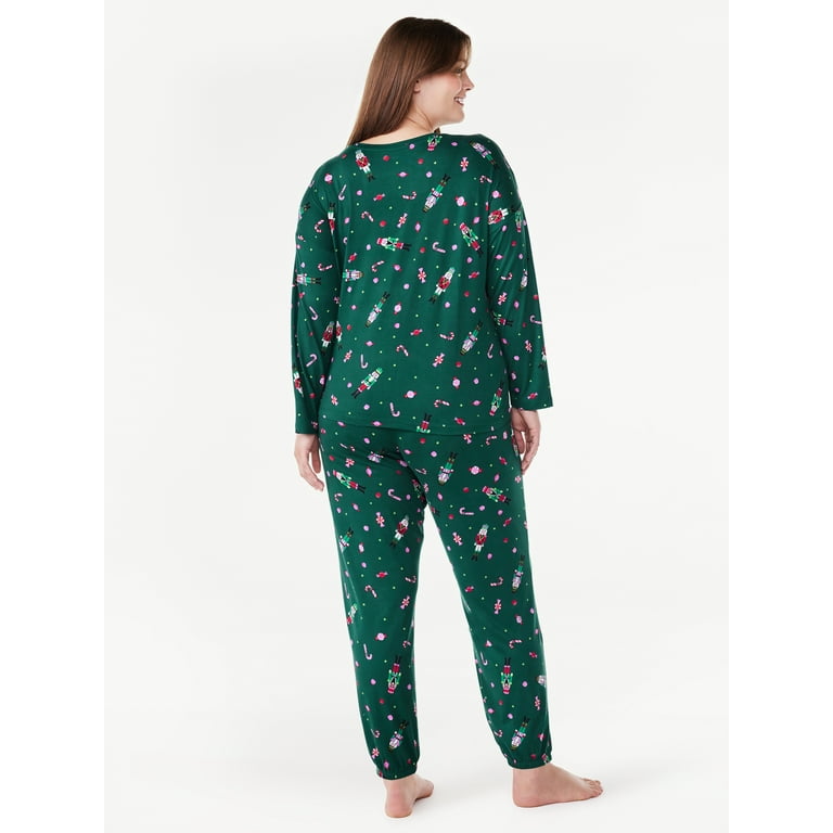 Joyspun Women's Long Sleeve Tee and Joggers, 2-Piece Pajama