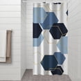 thumbnail image 2 of Blue Gold Hexagon Marble Shower Curtain 36"x72" ,Bathroom Decorative Shower Curtains Set with 12 Hooks,Modern Waterproof Washable Shower Curtain, 2 of 6