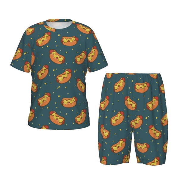 Balery Hot Dog 6 Conjunto de Pijama Infantil de Manga Corta con Estampado – Ropa de Dormir de Algodón Suave-Medium