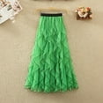 thumbnail image 2 of Ediodpoh Womens Skirts Summer High Waist Ruffle Skirt Mid to Long Wavy Mesh Half Skirt for Casual Wear Midi Skirt Green One Size, 2 of 3