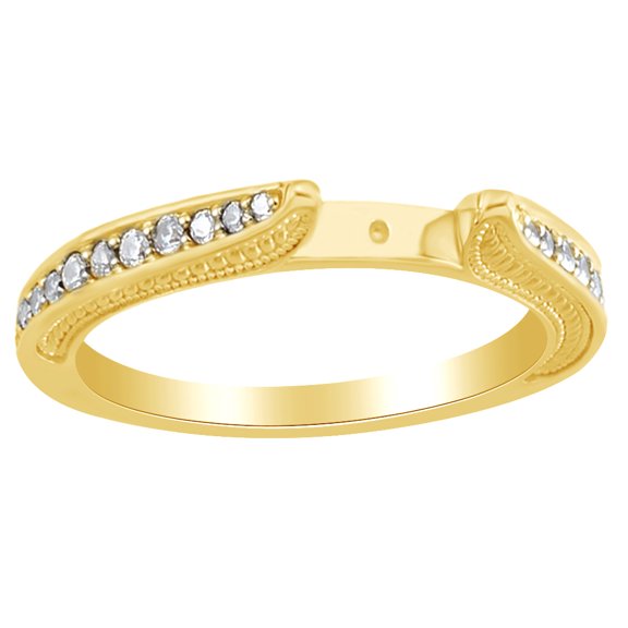 Round Cut White Natural Diamond Enhancer Band Ring In 14K Solid Yellow Gold (0.25 Ct)