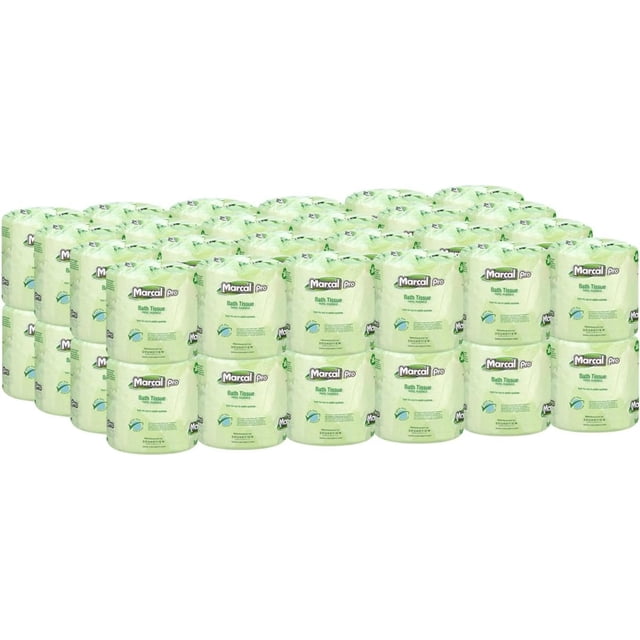 LMHF Pro Toilet Paper 100% Recycled - 2 Ply, White Bath Tissue, 242 Sheets Per Roll - 48 Individually Wrapped Rolls Per Case Green Seal Certified Toilet Paper 03001