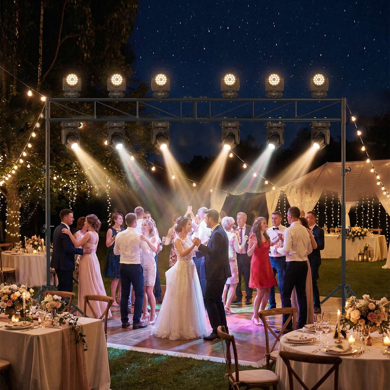 Costway Portable Lighting Truss System with 2 Folding Tripods, 12 Mounting Points for Bands